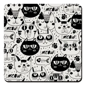 Γάτες, Τετράγωνο μαγνητάκι ξύλινο 9x9cm