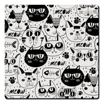 Γάτες, Τετράγωνο μαγνητάκι ξύλινο 6x6cm