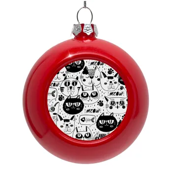 Γάτες, Red Christmas tree ornament bauble 8cm