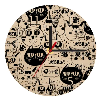 Γάτες, Ρολόι τοίχου ξύλινο plywood (20cm)