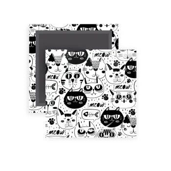 Γάτες, Μαγνητάκι ψυγείου τετράγωνο διάστασης 5x5cm