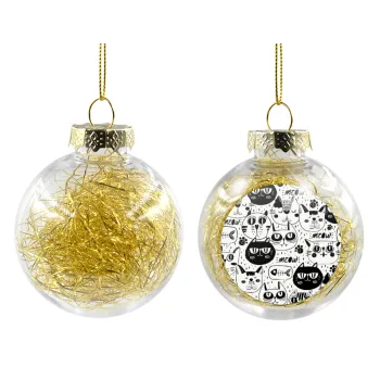 Γάτες, Transparent Christmas tree ball ornament with gold filling 8cm