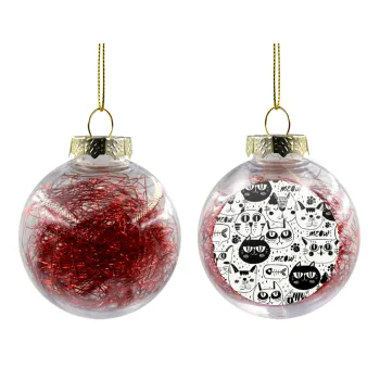 Γάτες, Transparent Christmas tree ball ornament with red filling 8cm