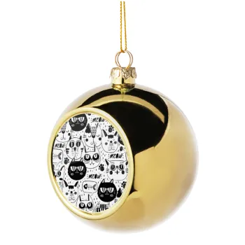 Γάτες, Στολίδι Χριστουγεννιάτικη μπάλα δένδρου Χρυσή 8cm
