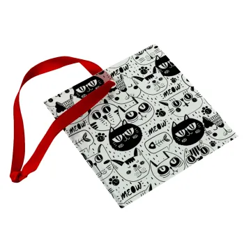 Γάτες, Christmas ornament, glass square ornament 9x9cm