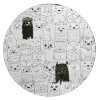 Γάτες γραμμικό σχέδιο, Επιφάνεια κοπής γυάλινη στρογγυλή (30cm)