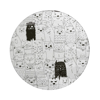Γάτες γραμμικό σχέδιο, Επιφάνεια κοπής γυάλινη στρογγυλή (30cm)