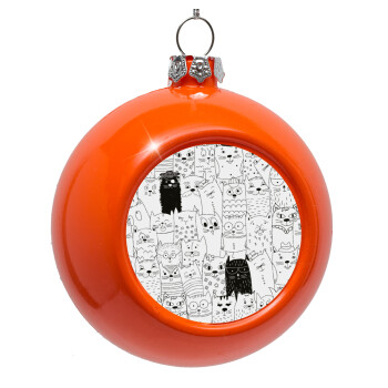 Γάτες γραμμικό σχέδιο, Orange Christmas tree ornament bauble 8cm