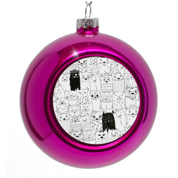 Γάτες γραμμικό σχέδιο, Purple Christmas tree ornament bauble 8cm