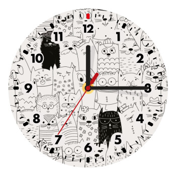 Γάτες γραμμικό σχέδιο, Wooden wall clock (20cm)