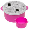 Γάτες γραμμικό σχέδιο, ΡΟΖ παιδικό δοχείο φαγητού (lunchbox) πλαστικό (BPA-FREE) Lunch Βox M16 x Π16 x Υ8cm