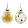 Transparent Christmas tree ball ornament with gold filling 8cm