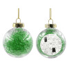 Transparent Christmas tree ball ornament with green filling 8cm