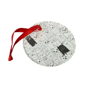 Γάτες γραμμικό σχέδιο, Στολίδι Χριστουγεννιάτικο στολίδι γυάλινο 9cm