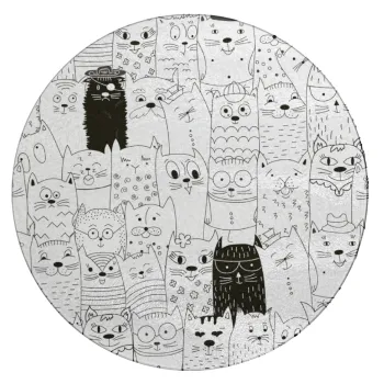 Γάτες γραμμικό σχέδιο, Επιφάνεια κοπής γυάλινη στρογγυλή (30cm)