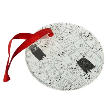 Γάτες γραμμικό σχέδιο, Christmas ornament glass 9cm