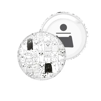 Γάτες γραμμικό σχέδιο, Μαγνητάκι και ανοιχτήρι μπύρας στρογγυλό διάστασης 5,9cm