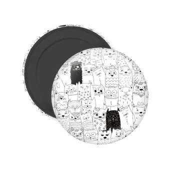 Γάτες γραμμικό σχέδιο, Μαγνητάκι ψυγείου στρογγυλό διάστασης 5cm