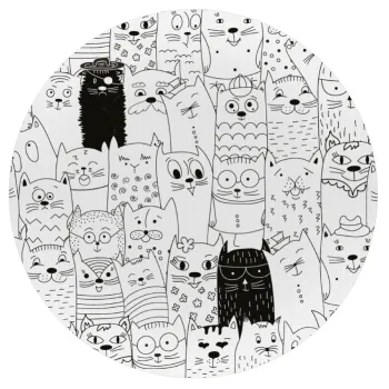 Γάτες γραμμικό σχέδιο, Mousepad Round 20cm