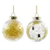 Transparent Christmas tree ball ornament with gold filling 8cm