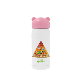 Food pyramid chart, Ροζ ανοξείδωτο παγούρι θερμό (Stainless steel), 320ml