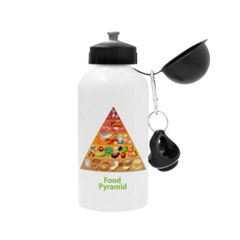 Food pyramid chart, Metal water bottle, White, aluminum 500ml
