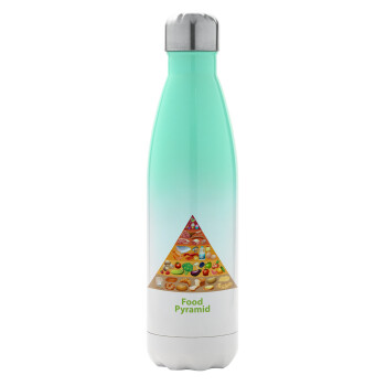 Food pyramid chart, Metal mug thermos Green/White (Stainless steel), double wall, 500ml