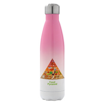Food pyramid chart, Metal mug thermos Pink/White (Stainless steel), double wall, 500ml
