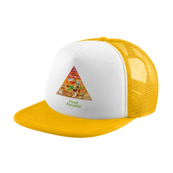 Food pyramid chart, Καπέλο Soft Trucker με Δίχτυ Κίτρινο/White 
