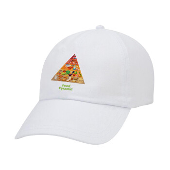 Διατροφική πυραμίδα, Καπέλο Ενηλίκων Baseball Λευκό 5-φύλλο (POLYESTER, ΕΝΗΛΙΚΩΝ, UNISEX, ONE SIZE)