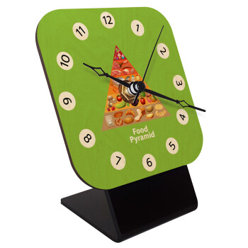 Food pyramid chart, Quartz Table clock in natural wood (10cm)