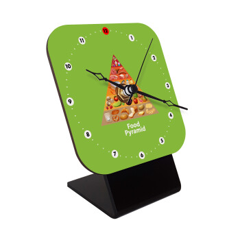 Food pyramid chart, Quartz Wooden table clock with hands (10cm)