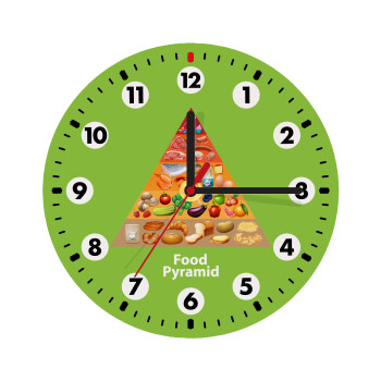 Food pyramid chart, Wooden wall clock (20cm)