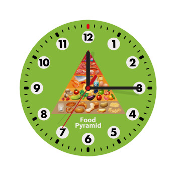 Food pyramid chart, Wooden wall clock (20cm)