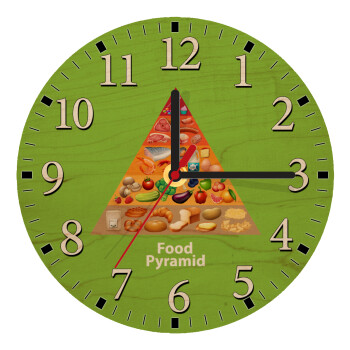 Διατροφική πυραμίδα, Ρολόι τοίχου ξύλινο plywood (20cm)