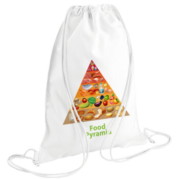 Food pyramid chart, Τσάντα πλάτης πουγκί GYMBAG λευκή (28x40cm)