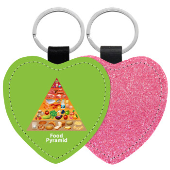 Διατροφική πυραμίδα, Μπρελόκ PU δερμάτινο glitter καρδιά ΡΟΖ