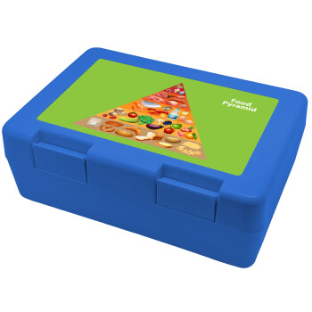 Food pyramid chart, Children's cookie container BLUE 185x128x65mm (BPA free plastic)