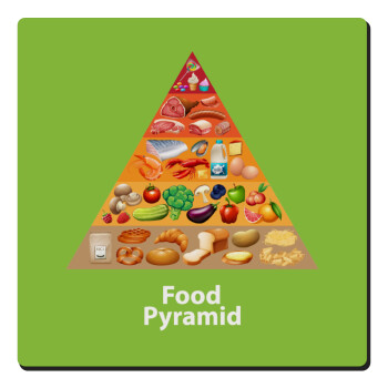 Food pyramid chart, Τετράγωνο μαγνητάκι ξύλινο 6x6cm
