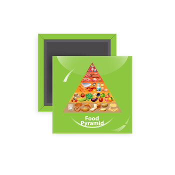 Food pyramid chart, Μαγνητάκι ψυγείου τετράγωνο διάστασης 5x5cm