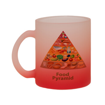 Διατροφική πυραμίδα, Κούπα γυάλινη δίχρωμη με βάση το κόκκινο ματ, 330ml