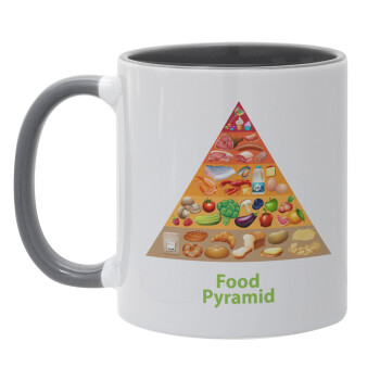 Διατροφική πυραμίδα, Κούπα χρωματιστή γκρι, κεραμική, 330ml