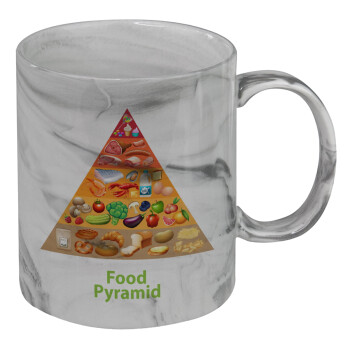 Food pyramid chart, Mug ceramic marble style, 330ml