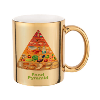 Food pyramid chart, Mug ceramic, gold mirror, 330ml