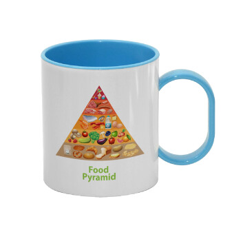 Food pyramid chart, Κούπα (πλαστική) (BPA-FREE) Polymer Μπλε για παιδιά, 330ml