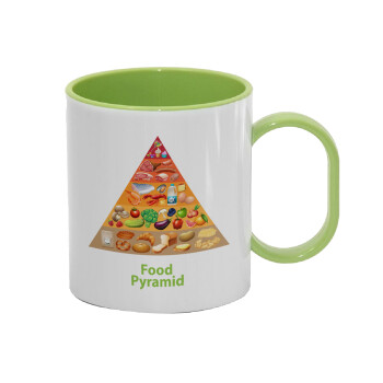 Food pyramid chart, Κούπα (πλαστική) (BPA-FREE) Polymer Πράσινη για παιδιά, 330ml