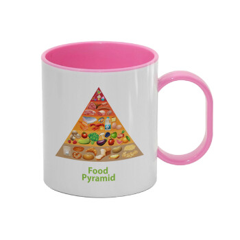 Food pyramid chart, Κούπα (πλαστική) (BPA-FREE) Polymer Ροζ για παιδιά, 330ml