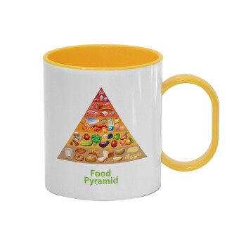 Food pyramid chart, Κούπα (πλαστική) (BPA-FREE) Polymer Κίτρινη για παιδιά, 330ml