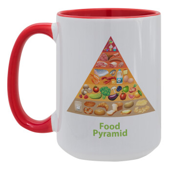 Διατροφική πυραμίδα, Κούπα Mega 15oz, κεραμική Κόκκινη, 450ml