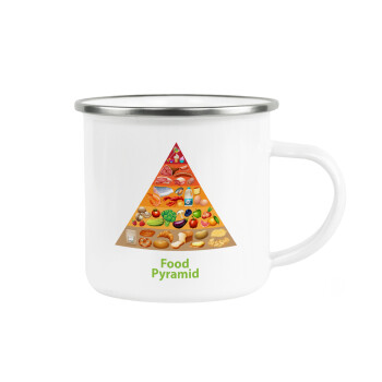 Food pyramid chart, Metallic enamel cup white 360ml